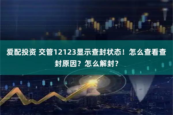 爱配投资 交管12123显示查封状态！怎么查看查封原因？怎么解封？